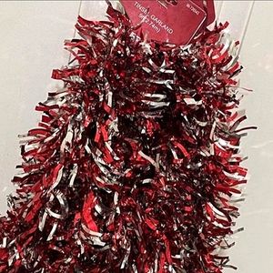 Red and Silver Curvy Holiday Tinsel Garland | Sets of 2 (18ft Total)